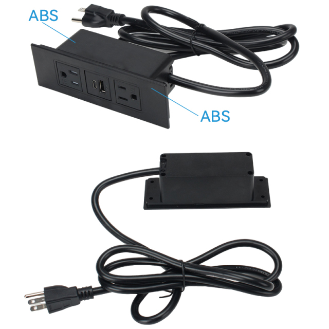 US Furniture Socket 2 AC Outlet USB Charging Type C charging 5V 3.0A Recessed in Desktops