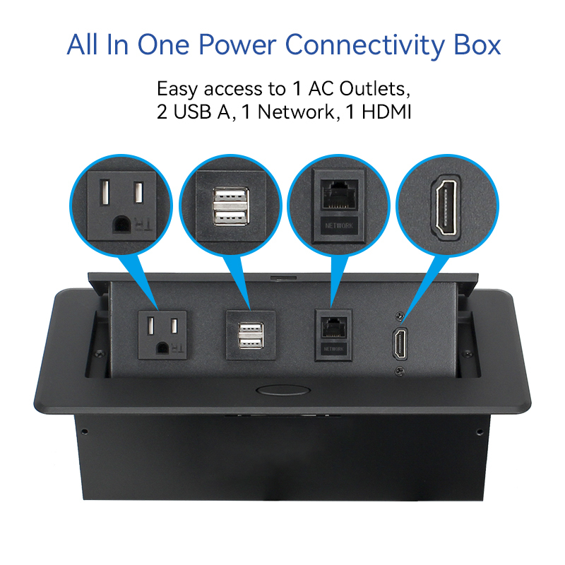 Rectangle multifunctional table socket desktop pop up socket 1 USA Plugs HDMI Network for office furniture