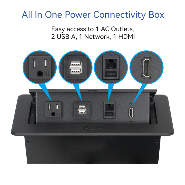 Rectangle multifunctional table socket desktop pop up socket 1 USA Plugs HDMI Network for office furniture