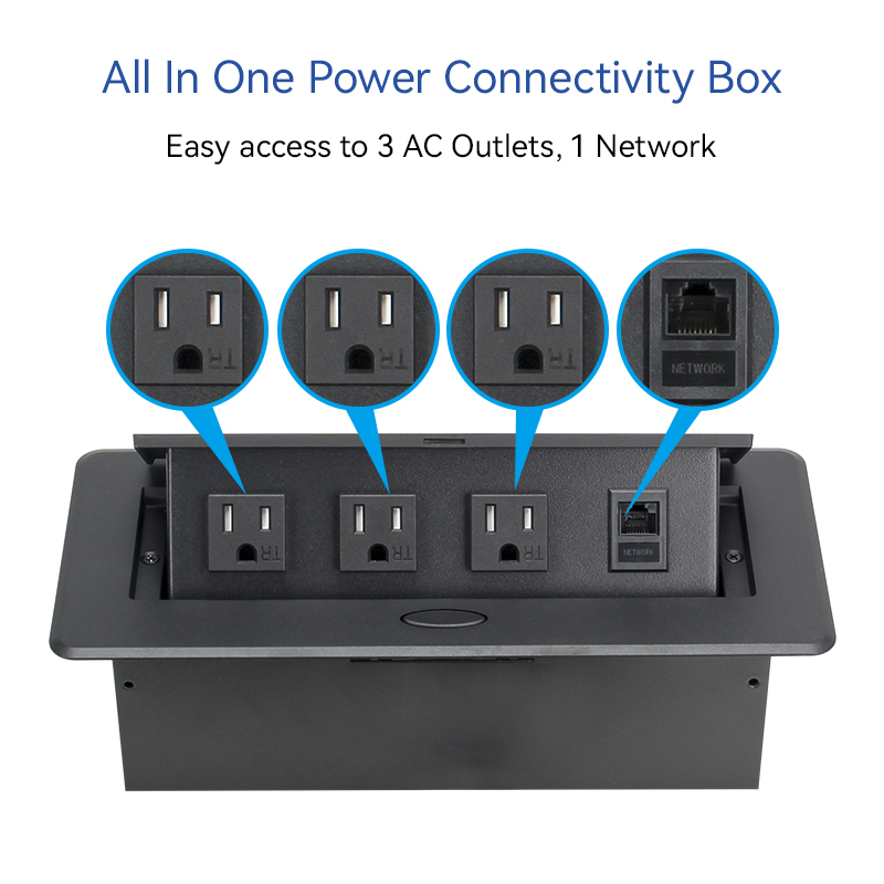 Manufacture pop up sockets power outlets US hidden desk socket pop up socket 3 USA outlets VGA