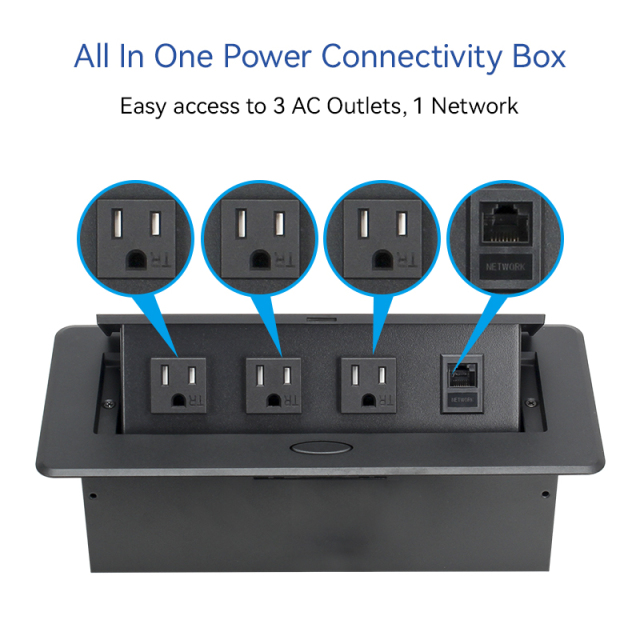 Manufacture pop up sockets power outlets US hidden desk socket pop up socket 3 USA outlets VGA