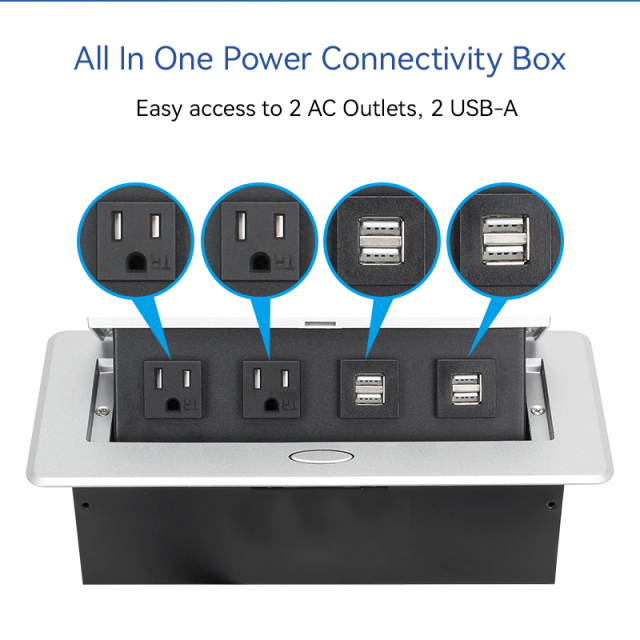 USB table socket US multifunctional desktop pop up socket 2 USA outlets 4 USB for office furniture