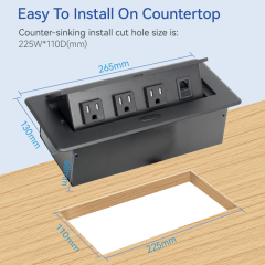 Manufacture pop up sockets power outlets US hidden desk socket pop up socket 3 USA outlets VGA