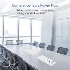 Desktop white pop up box US table socket US multifunctional alloy pop up socket 2 USA Plugs