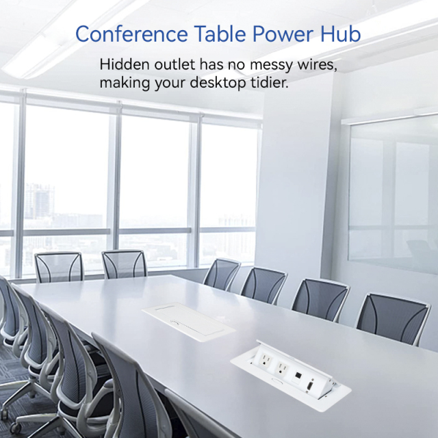 Desktop white pop up box US table socket US multifunctional alloy pop up socket 2 USA Plugs
