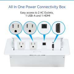 Desktop white pop up box US table socket US multifunctional alloy pop up socket 2 USA Plugs