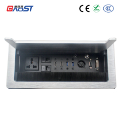 Fast charge conference UAE/UK/SA cable cubbies universal flip up socket