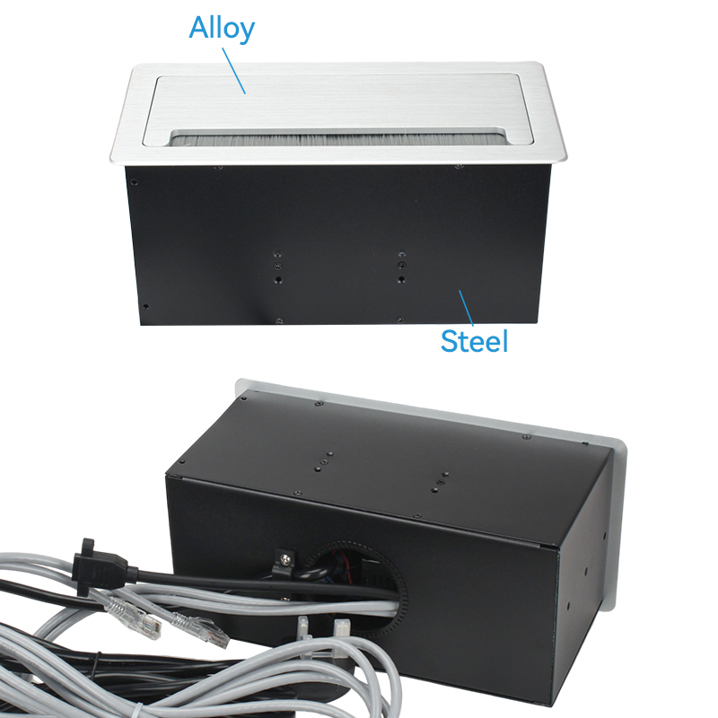 Conference Brushed silver universal worldwide flip up socket USB A type c charger