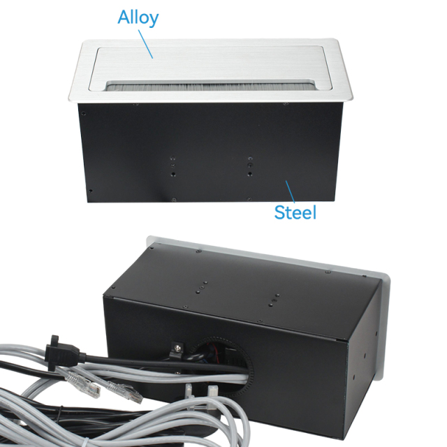 Conference Brushed silver universal worldwide flip up socket USB A type c charger