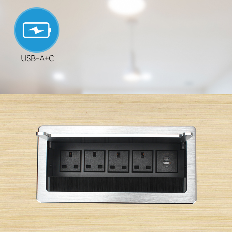 Gaost UK flip up socket desktop power strip 4 UK outlets type c charger