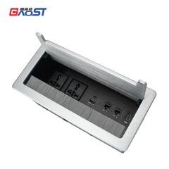 Conference Brushed silver universal worldwide flip up socket USB A type c charger