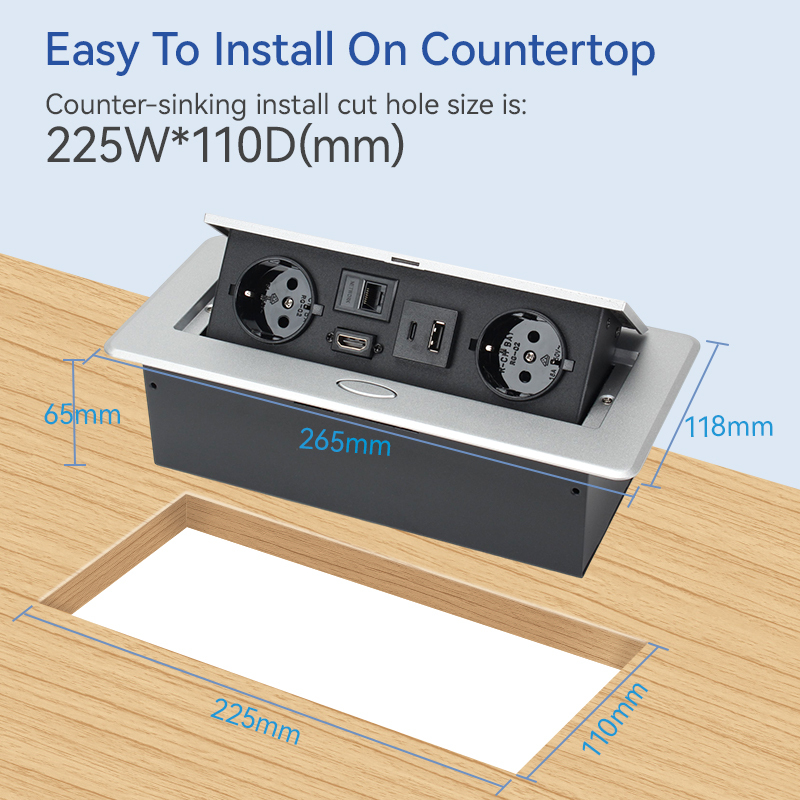 Pop Up Outlets with PD 30W USB Ports HDMI USB A+C Charger