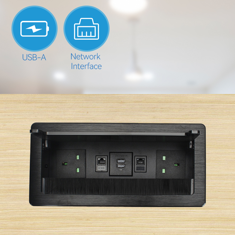 UK socket CAT6 RJ45 flip up power strip socket for conference