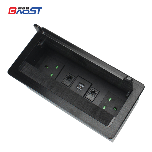 UK socket CAT6 RJ45 flip up power strip socket for conference