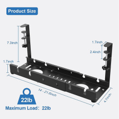 Under Desk Cable Management Tray, Retractable Cord Organizer for Desk, No Drill Cable Tray Basket for Wire Management, Sturdy Metal Cable Management Under Desk with Clamp for Home Office
