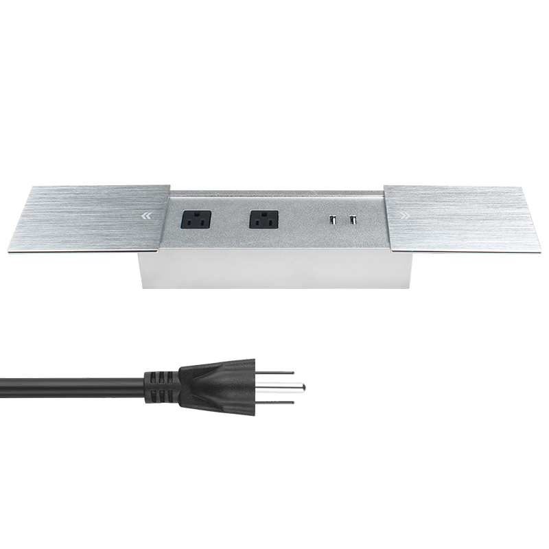 Table Double Side Sliding Socket Fast USB Fast Charging Tabletop Sliding Cover Socket