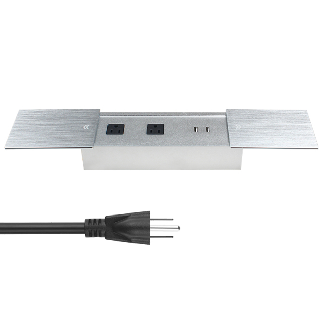 Table Double Side Sliding Socket Fast USB Fast Charging Tabletop Sliding Cover Socket