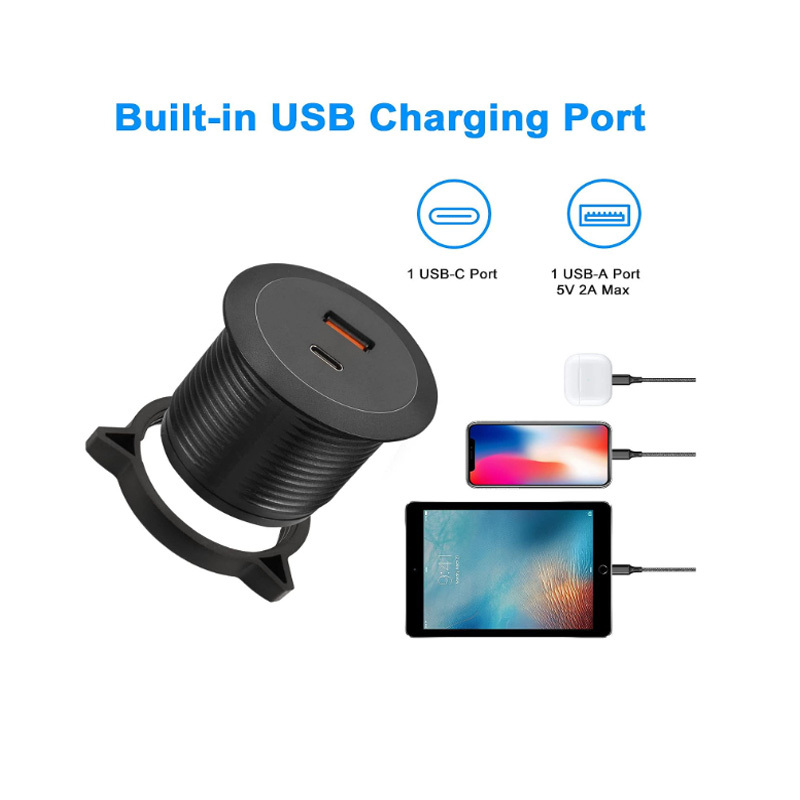 Desk USB Power Grommet Outlet USB3.0 Charging Station Built-in 1 USB-A and 1 USB-C Ports