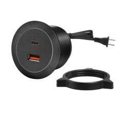 Desk USB Power Grommet Outlet USB3.0 Charging Station Built-in 1 USB-A and 1 USB-C Ports