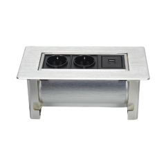 New Design Smart Conference Desktop Power EU Rotary Socket 2 USB Fast Charging Socket