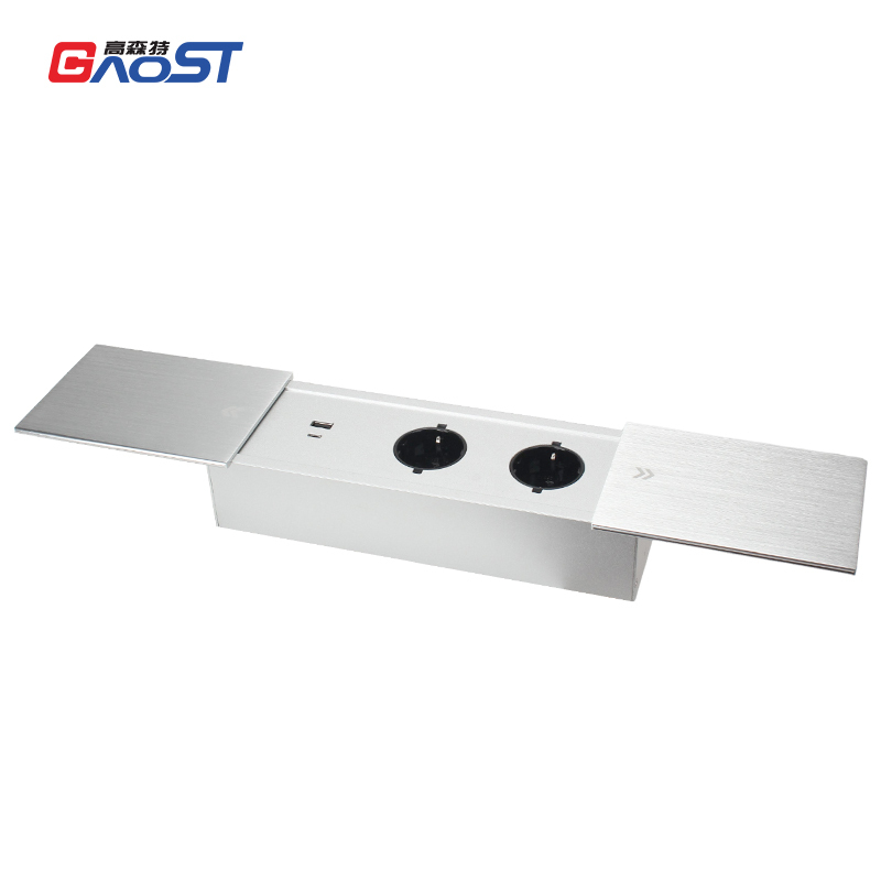 Conference Recessed Power Socket with USB-C Gaost Desk Power Outlet with Sliding Cover for Conference Table Kitchen Countertop Workbench Surfaces
