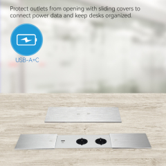 Conference Recessed Power Socket with USB-C Gaost Desk Power Outlet with Sliding Cover for Conference Table Kitchen Countertop Workbench Surfaces