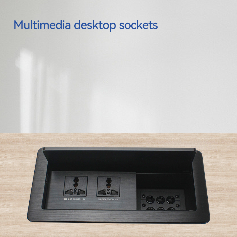 Smart office table socket with 6 cable through universal conference table with power plugs