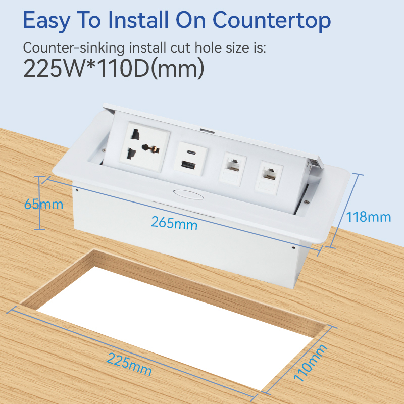 Table universal pop up socket pd20w USB 2cat6 for office