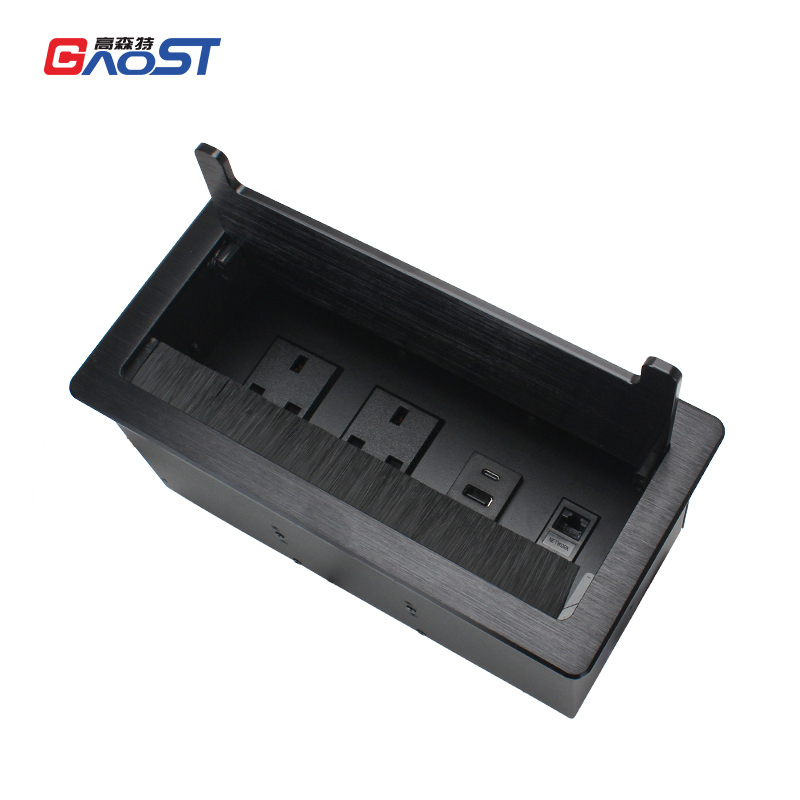 Conference Tabletop Electrical Kitchen Uk Flip Up Socket For Iphone Automatic Magnetic Qi Fast Charging Socket