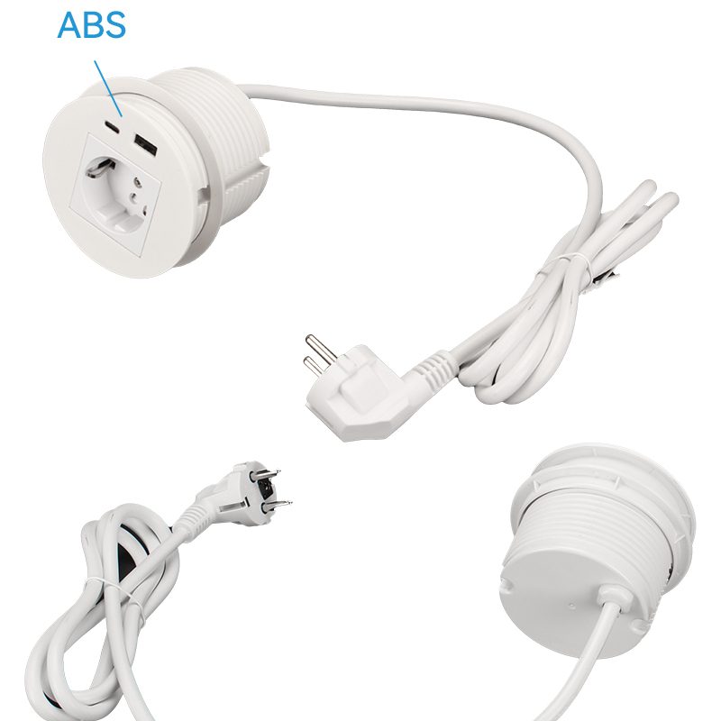 Smart office EU ABS power grommet embedded desk AC power grommet with usb c ports for desk