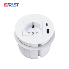 Smart office EU ABS power grommet embedded desk AC power grommet with usb c ports for desk