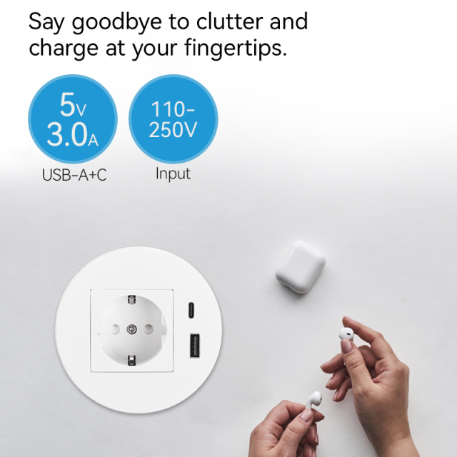 Smart office EU ABS power grommet embedded desk AC power grommet with usb c ports for desk