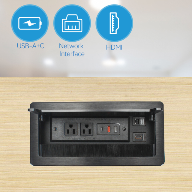Furniture Tabletop Electrical Kitchen Flip Up Socket Power Strip For usa Hdmi Extension Socket