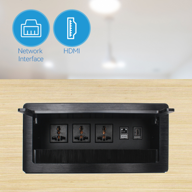 Conference Tabletop Electrical Universal Flip Up Socket Charger Fast Charging Pad For All Mobile Phone