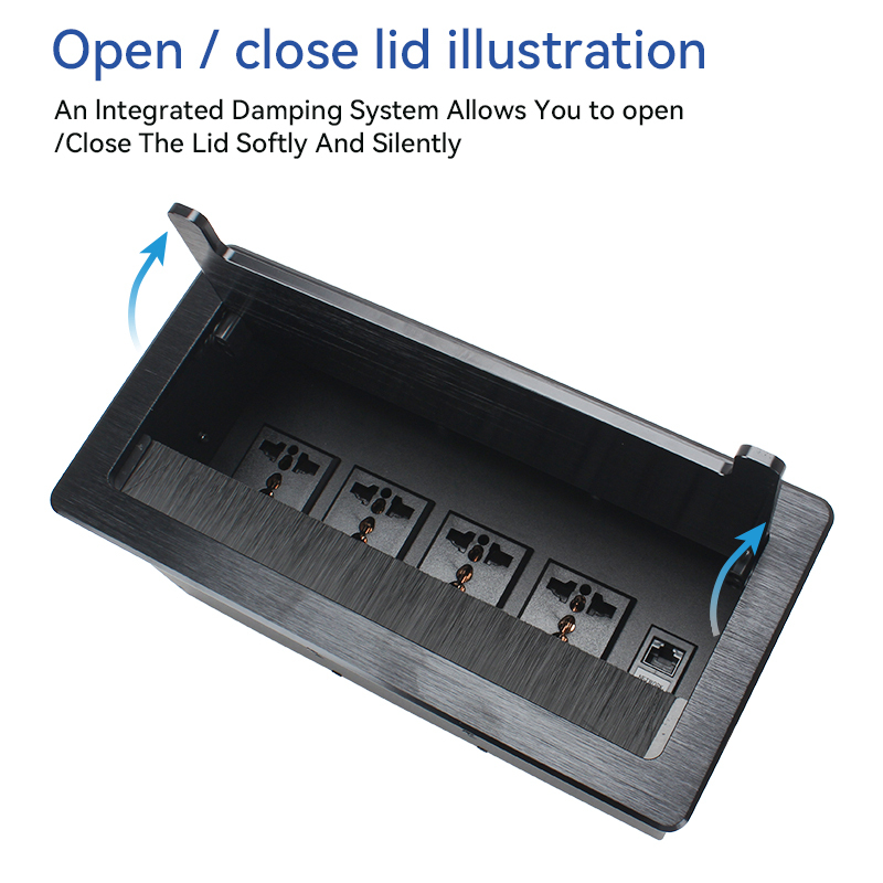 Furniture Tabletop Electrical Universal 13A Flip Up Socket Power Strip Cat6 Outdoor Cable Socket