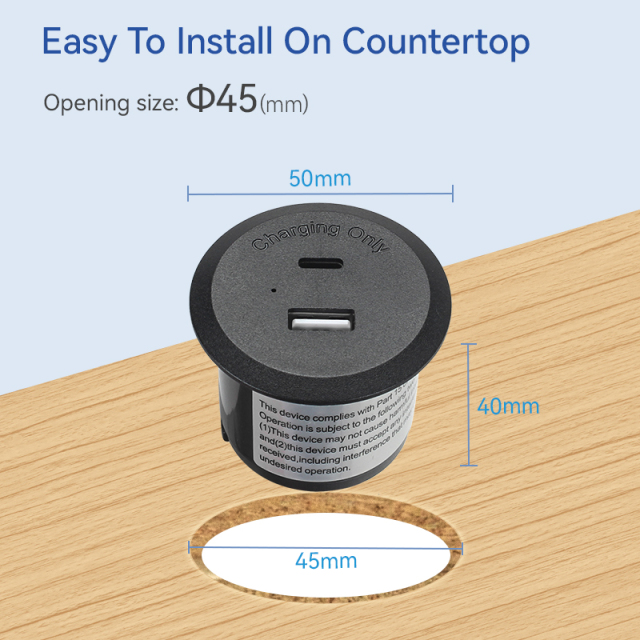 Usb power grommet Sofa USB charger PD20W Type C charger Hole 45mm