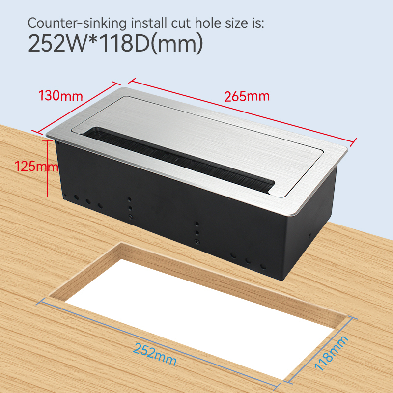 Table Power 2AC Multimedia Connectivity Box USB A+C Cat6 Powr Strip for Conference Study Room