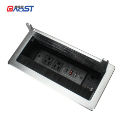 Table Power 2AC Multimedia Connectivity Box USB A+C Cat6 Powr Strip for Conference Study Room