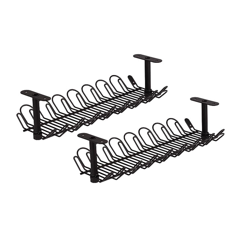 Under Desk Black Cable Management Waterproof Sturdy Steel Desk Wire Storage Organizer