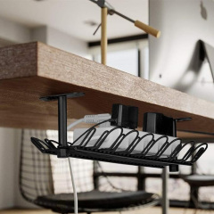 Under Desk Black Cable Management Waterproof Sturdy Steel Desk Wire Storage Organizer