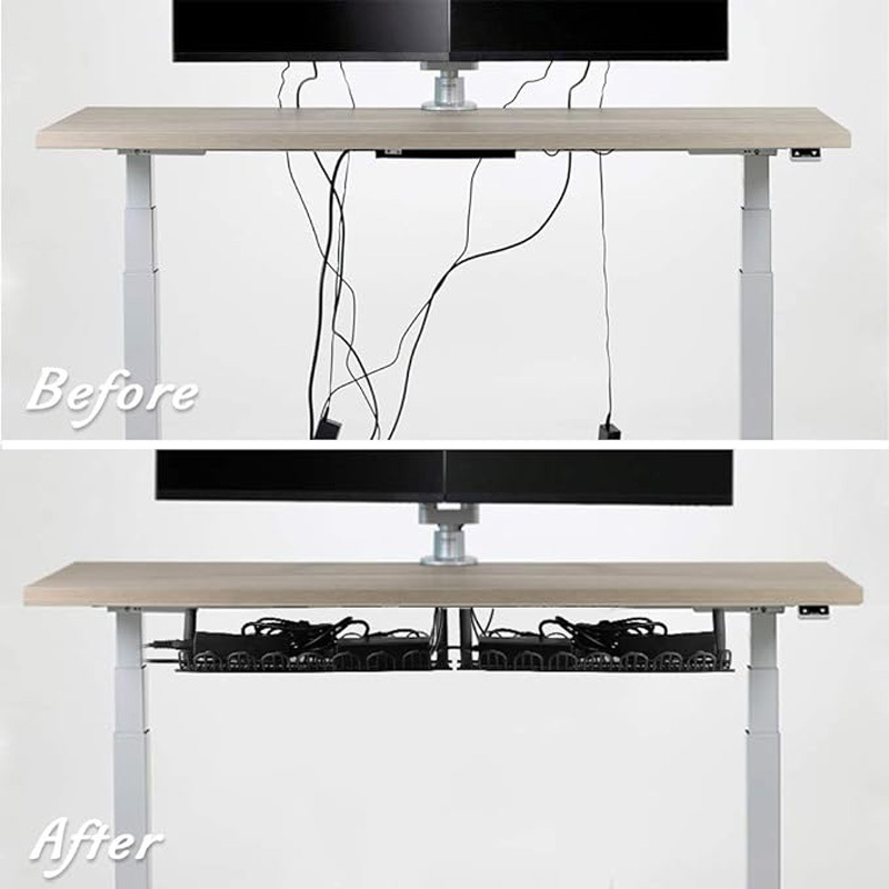 Under Desk Black Cable Management Waterproof Sturdy Steel Desk Wire Storage Organizer