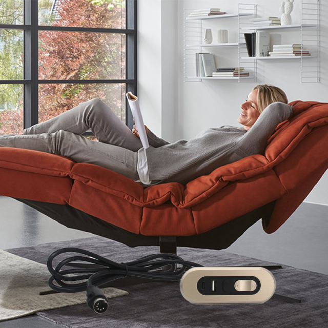 Power Recliner Lift Chair Electric Sofa 5 Button 5 Male Pin 2 Female Pin Hand Control Replacement with USB