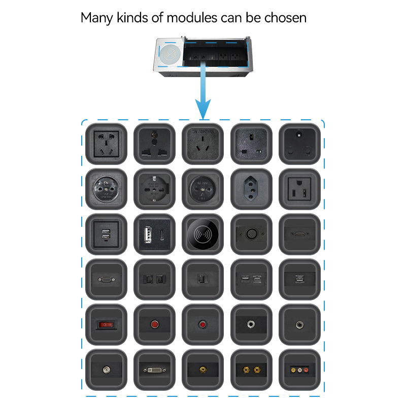 Conference Smart Power Socket Wireless Hydraulic Control Power Socket 3 Pin Multimedia Power Socket