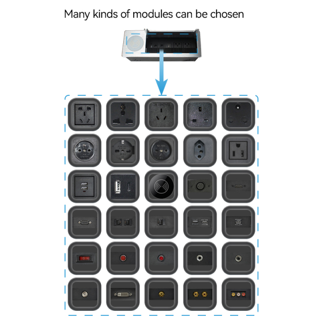 Conference Smart Power Socket Wireless Hydraulic Control Power Socket 3 Pin Multimedia Power Socket