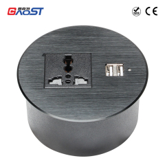 Multifunctional Furniture Round Table Top Socket With USB Charger And 1 Universal Outlet Socket Round Power Grommet