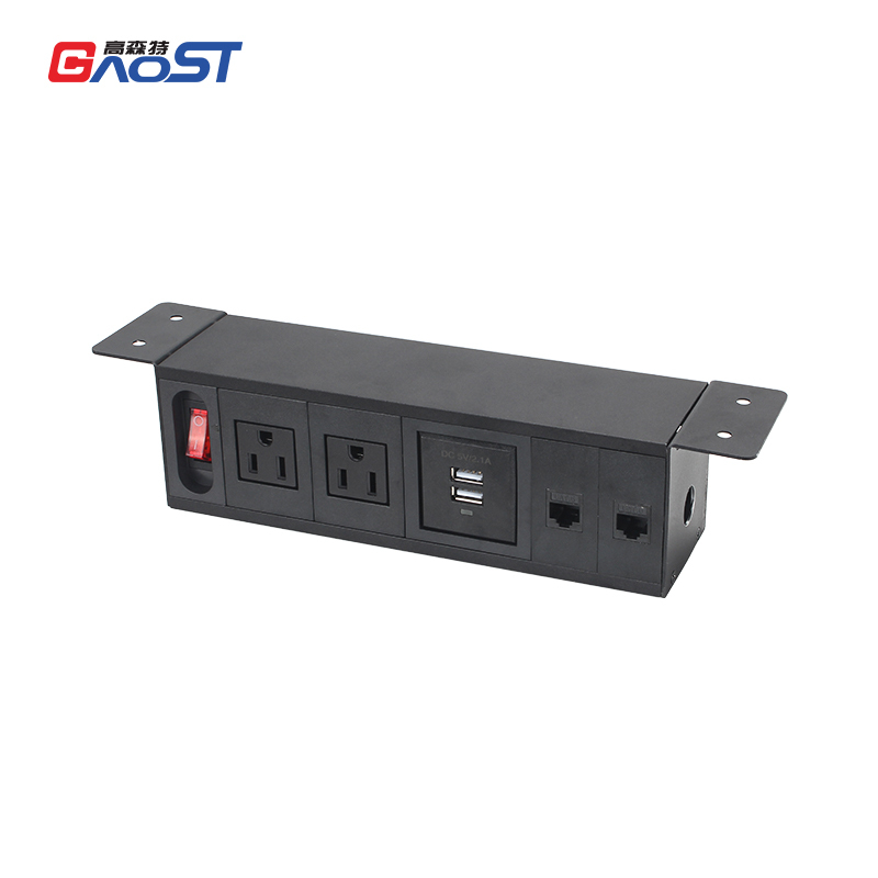 Furniture Under Desk Power Strip Socket Usb Wall Power Strip Practical CAT6 Desktop Socket