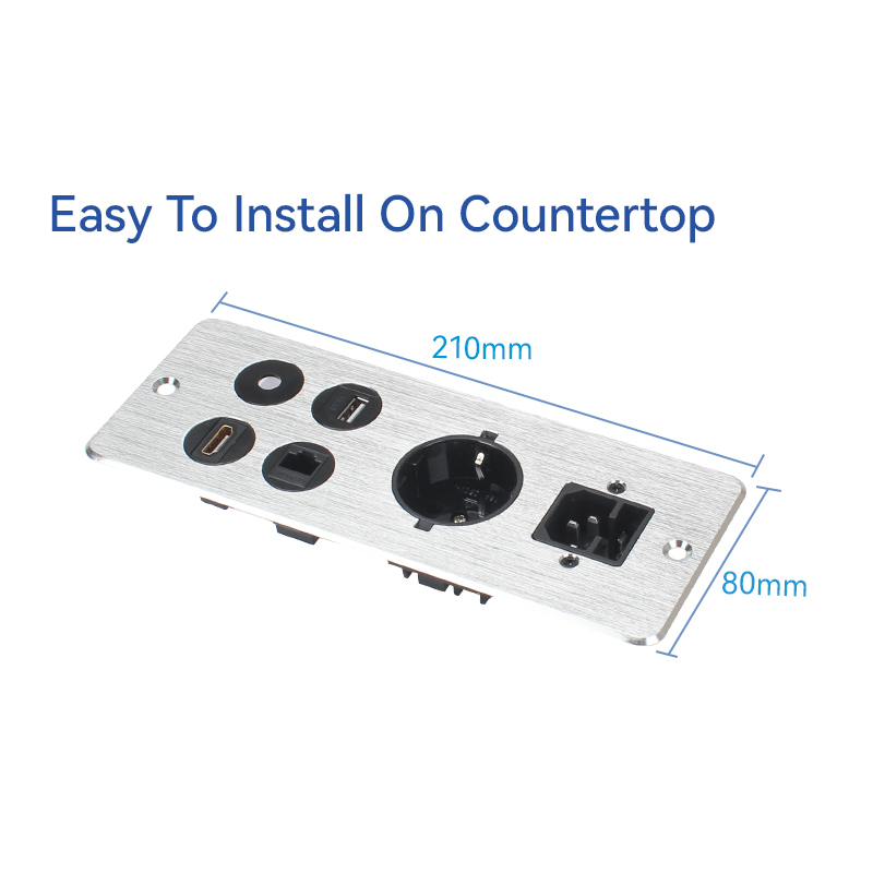 Hot Sale Wall Mounted Eu Metal Power Strip Network Cat6 Audio Power Outlet Socket USB