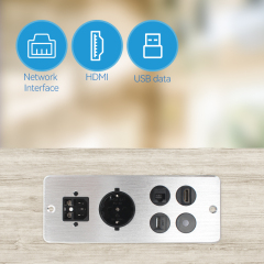Hot Sale Wall Mounted Eu Metal Power Strip Network Cat6 Audio Power Outlet Socket USB