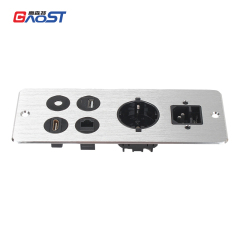 Hot Sale Wall Mounted Eu Metal Power Strip Network Cat6 Audio Power Outlet Socket USB