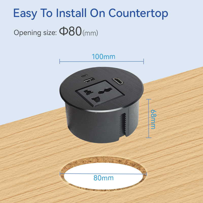 Factory American Alloy Round Desk Usb Power Grommet Universal Power Data Grommet 3 Desk Power Grommet With Rj45